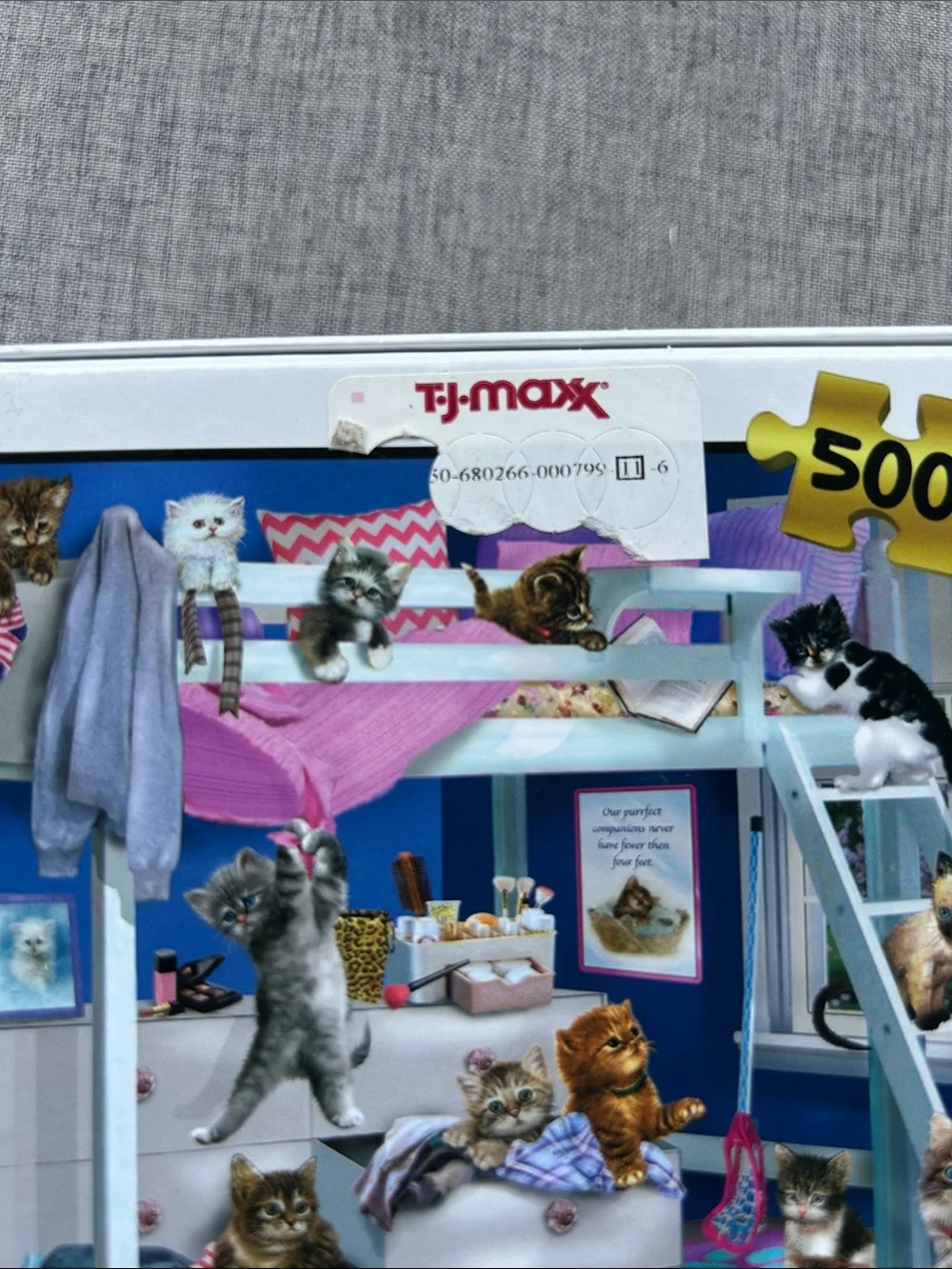 T.J.Maxx PRIME 3D Colorful Kittens Bunkroom Puzzle Box - Blue, Pink, Yellow